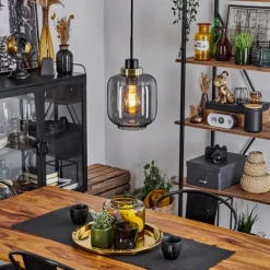 Suspension Verre Fumé-hofstein Suspension Curveira Bronze, Noir, 1 lumière