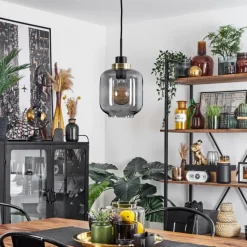 Suspension Verre Fumé-hofstein Suspension Curveira Bronze, Noir, 1 lumière