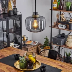 Suspension Verre Fumé-hofstein Suspension Curveira Bronze, Noir, 1 lumière