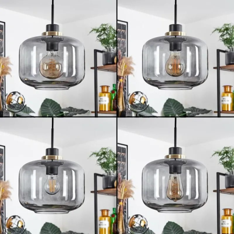 Suspension Verre Fumé-hofstein Suspension Curveira Bronze, Noir, 1 lumière