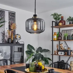 Suspension Verre Fumé-hofstein Suspension Curveira Bronze, Noir, 1 lumière