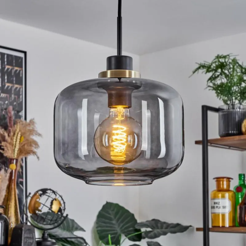 Suspension Verre Fumé-hofstein Suspension Curveira Bronze, Noir, 1 lumière