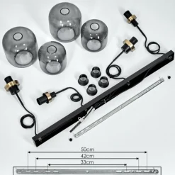 Suspension Verre Fumé-hofstein Suspension Curveira Vieux laiton, Noir, 4 lumières