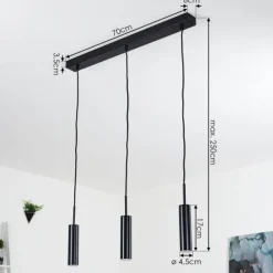hofstein Suspension Dalheim LED Noir, 3 lumières