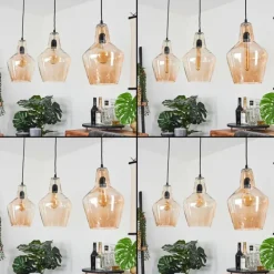 hofstein Suspension Donzhausen Argent Oxydé, 3 lumières