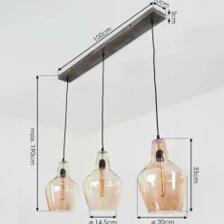 hofstein Suspension Donzhausen Argent Oxydé, 3 lumières