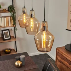 hofstein Suspension Donzhausen Argent Oxydé, 3 lumières