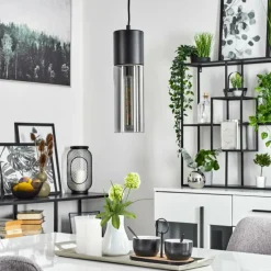 Suspension Verre Fumé-hofstein Suspension Dulcita Noir, 1 lumière