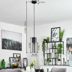 Suspension Verre Fumé-hofstein Suspension Dulcita Noir, 1 lumière