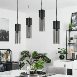Suspension Verre Fumé-hofstein Suspension Dulcita Noir, 4 lumières