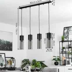Suspension Verre Fumé-hofstein Suspension Dulcita Noir, 4 lumières