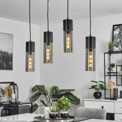 Suspension Verre Fumé-hofstein Suspension Dulcita Noir, 4 lumières