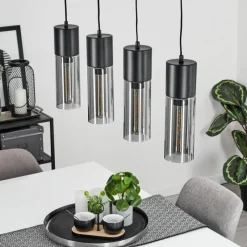 Suspension Verre Fumé-hofstein Suspension Dulcita Noir, 4 lumières