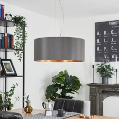 Lampes En Tissu-hofstein Suspension Elsa Nickel mat, 3 lumières