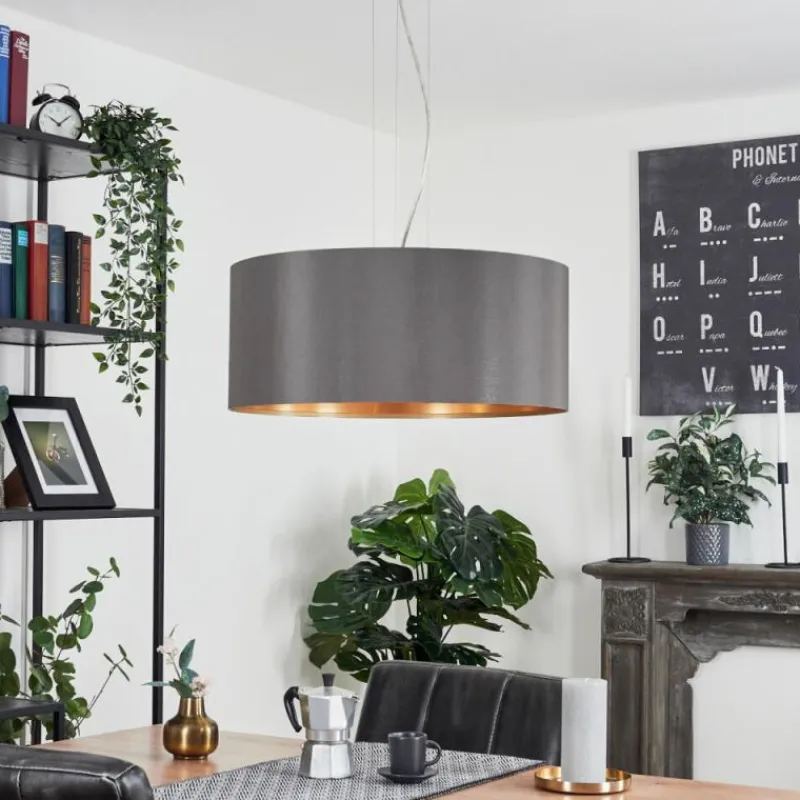 Lampes En Tissu-hofstein Suspension Elsa Nickel mat, 3 lumières