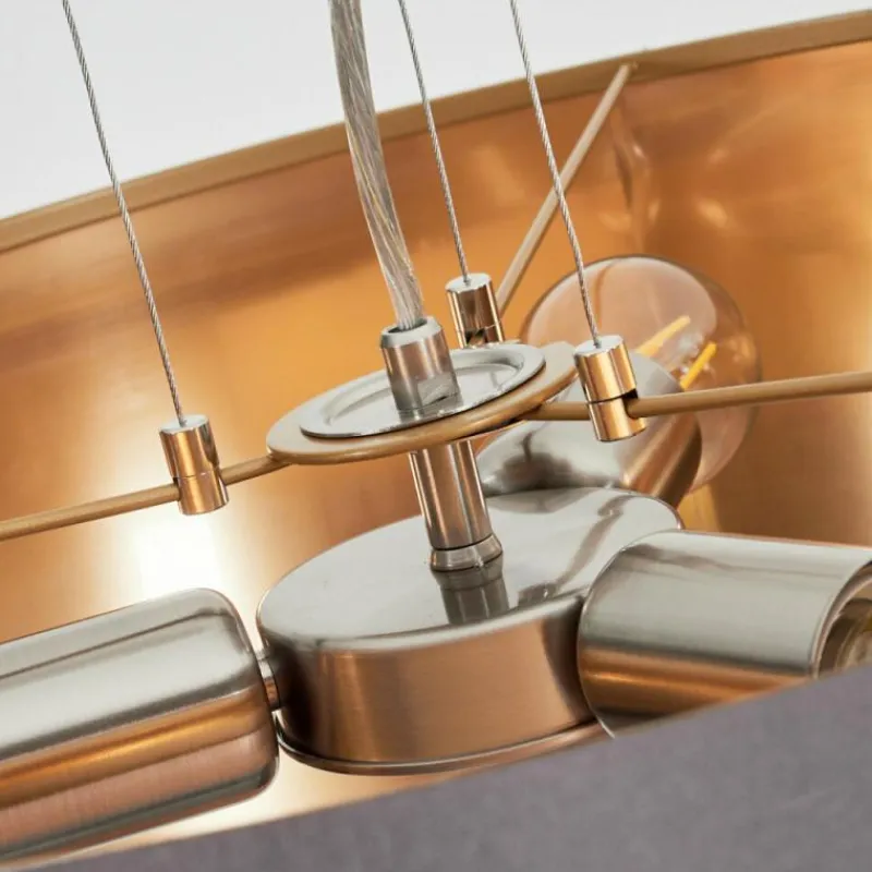 Lampes En Tissu-hofstein Suspension Elsa Nickel mat, 3 lumières