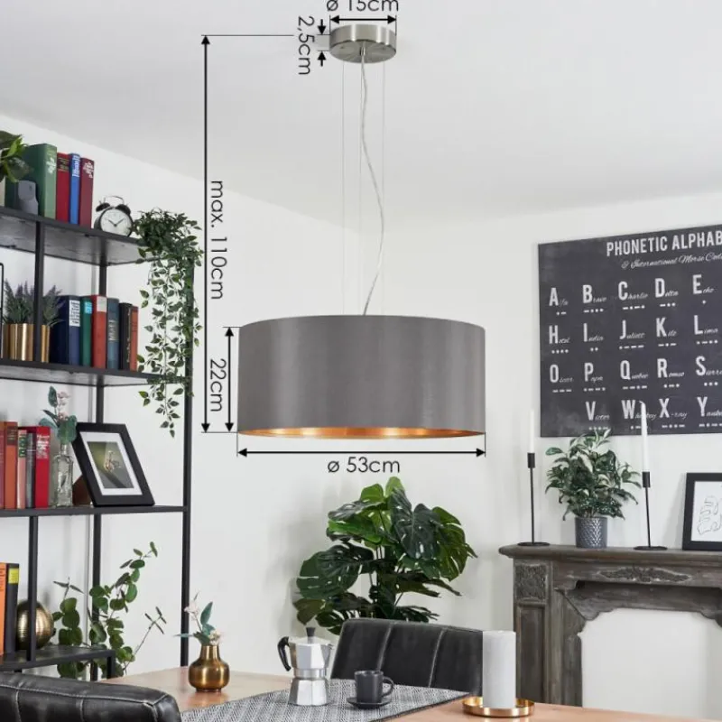 Lampes En Tissu-hofstein Suspension Elsa Nickel mat, 3 lumières