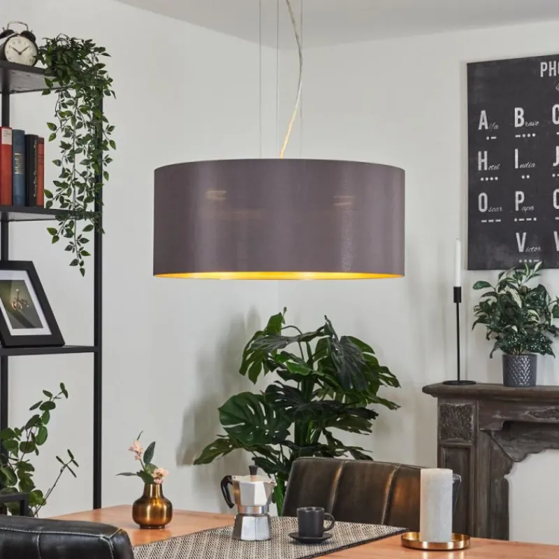 Lampes En Tissu-hofstein Suspension Elsa Nickel mat, 3 lumières