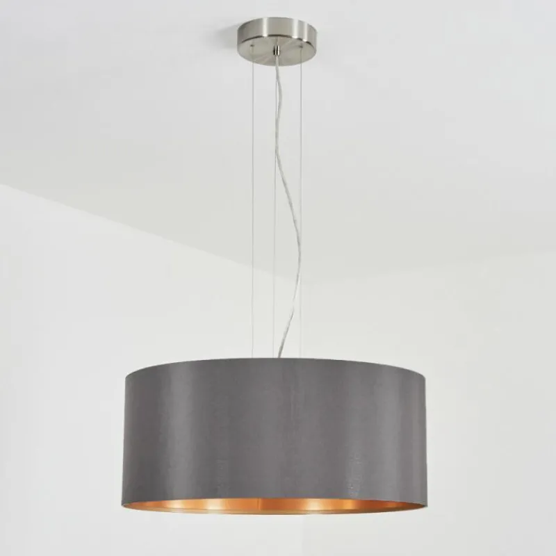 Lampes En Tissu-hofstein Suspension Elsa Nickel mat, 3 lumières
