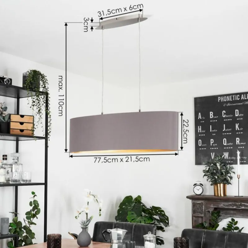 Lampes En Tissu-hofstein Suspension Elsa Nickel mat, 2 lumières