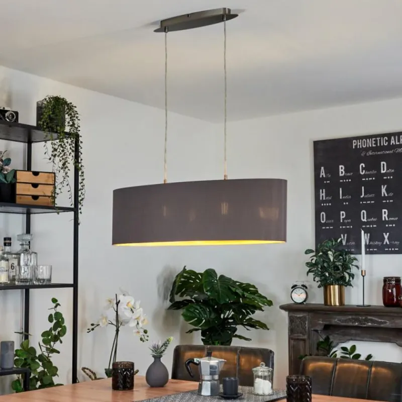 Lampes En Tissu-hofstein Suspension Elsa Nickel mat, 2 lumières