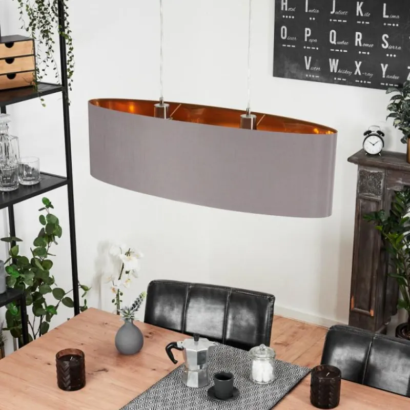 Lampes En Tissu-hofstein Suspension Elsa Nickel mat, 2 lumières