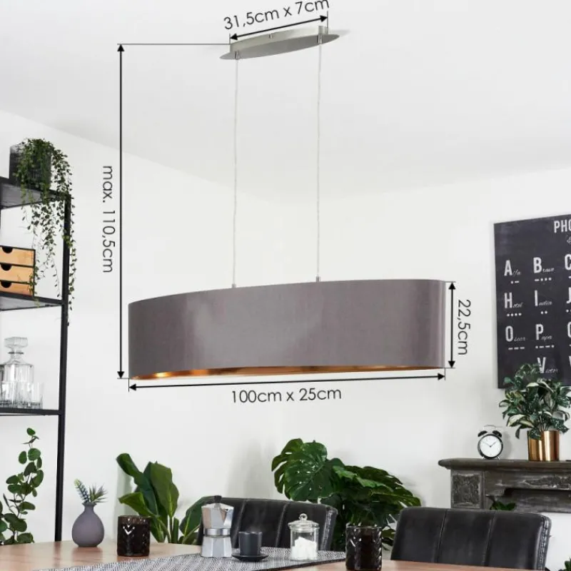 Lampes En Tissu-hofstein Suspension Elsa Nickel mat, 2 lumières