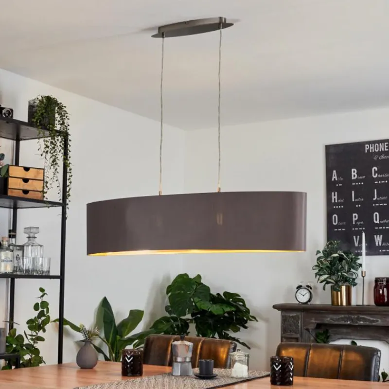 Lampes En Tissu-hofstein Suspension Elsa Nickel mat, 2 lumières