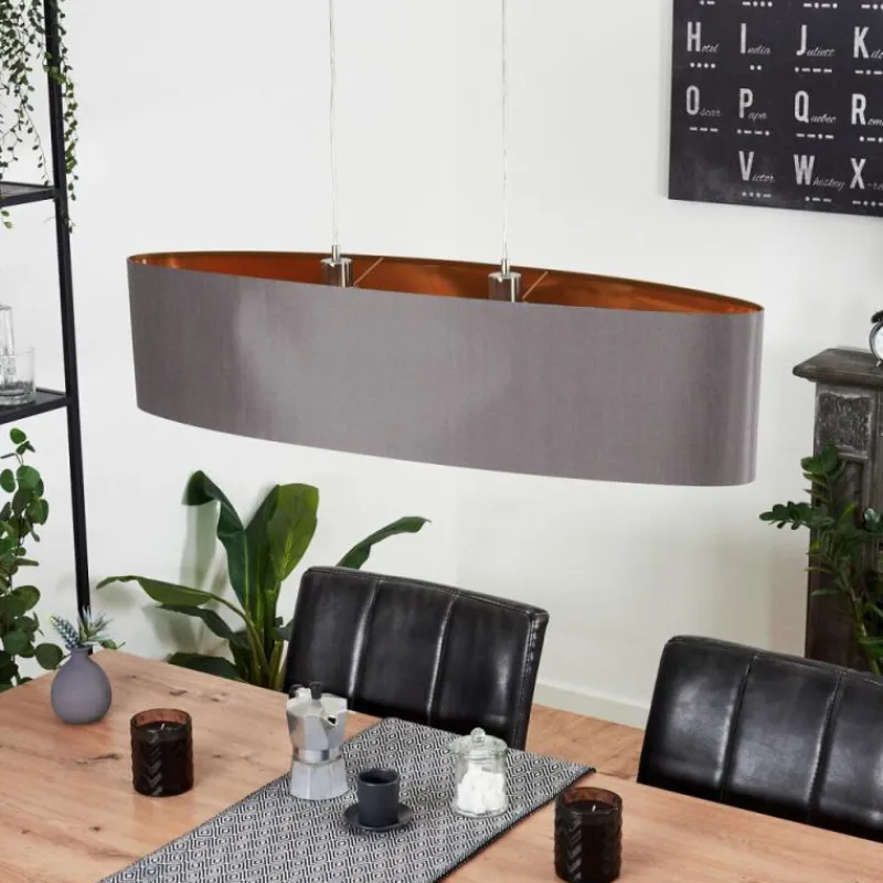 Lampes En Tissu-hofstein Suspension Elsa Nickel mat, 2 lumières