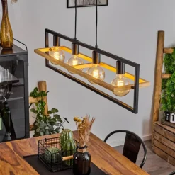 Luminaires Scandinaves-hofstein Suspension Espenel Écru, Noir, 4 lumières