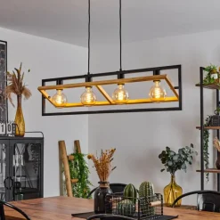 Luminaires Scandinaves-hofstein Suspension Espenel Écru, Noir, 4 lumières