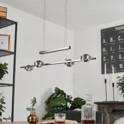 hofstein Suspension Fernandaires LED Nickel mat, 8 lumières