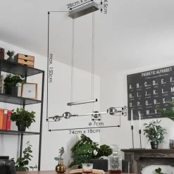 hofstein Suspension Fernandaires LED Nickel mat, 8 lumières