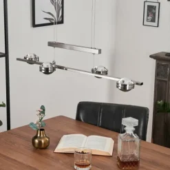 hofstein Suspension Fernandaires LED Nickel mat, 8 lumières