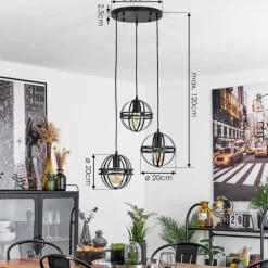 Lampes Industrielles-hofstein Suspension Freguesia Noir, 3 lumières