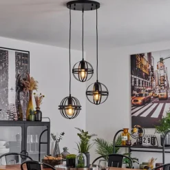 Lampes Industrielles-hofstein Suspension Freguesia Noir, 3 lumières