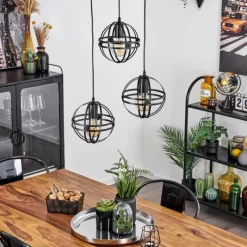 Lampes Industrielles-hofstein Suspension Freguesia Noir, 3 lumières