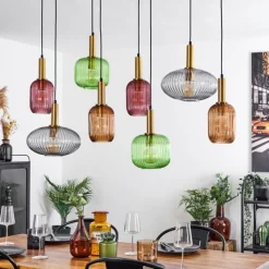 Suspension Verre Fumé-hofstein Suspension Goldenville Laiton, Noir, 8 lumières