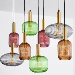 Suspension Verre Fumé-hofstein Suspension Goldenville Laiton, Noir, 8 lumières