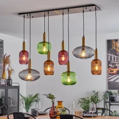 Suspension Verre Fumé-hofstein Suspension Goldenville Laiton, Noir, 8 lumières