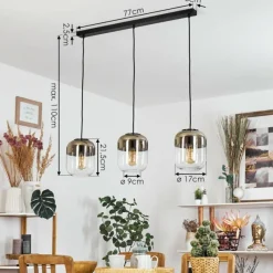 hofstein Suspension Golpilhal Or, Clair, 3 lumières