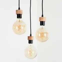 Lampes En Bois-hofstein Suspension Harran Écru, Noir, 3 lumières