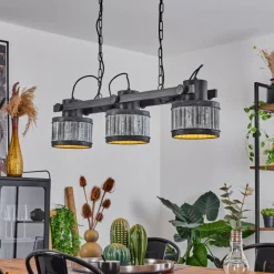 Lampes Industrielles-hofstein Suspension Holsa Noir, 3 lumières