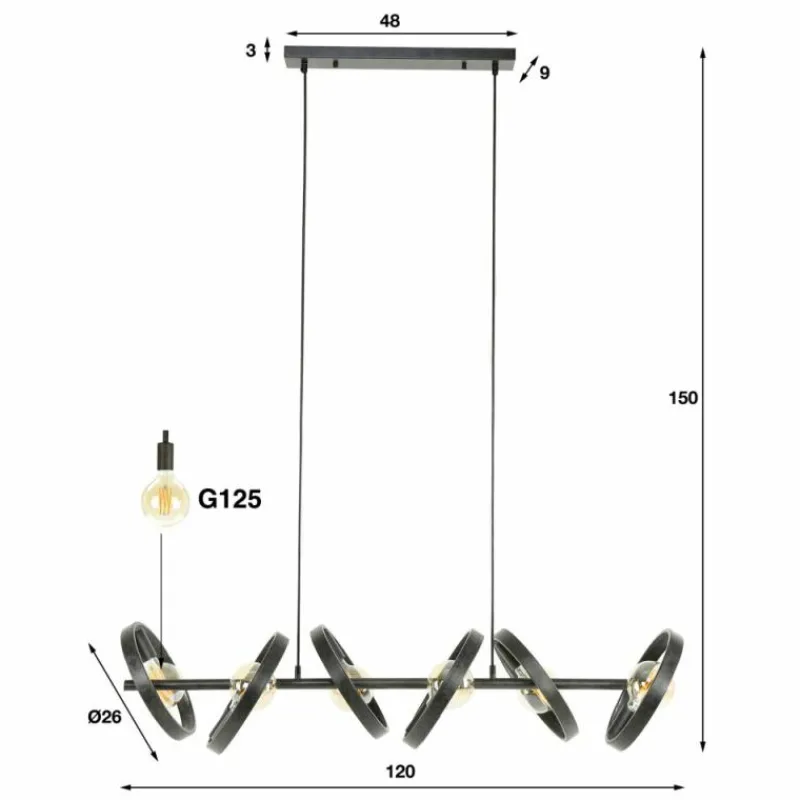 hofstein Suspension Hover Anthracite, 6 lumières* Suspensions