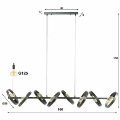 hofstein Suspension Hover Anthracite, 8 lumières* Suspensions