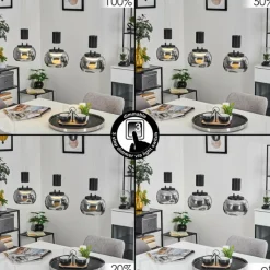 hofstein Suspension Izenave LED Noir, 3 lumières