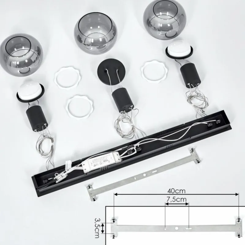 hofstein Suspension Izenave LED Noir, 3 lumières