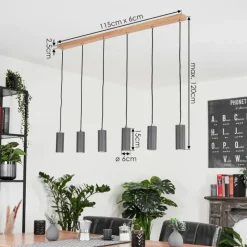 Luminaires Scandinaves-hofstein Suspension Javel Couleur bois, Écru, 6 lumières