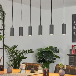 Luminaires Scandinaves-hofstein Suspension Javel Couleur bois, Écru, 6 lumières