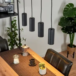 Luminaires Scandinaves-hofstein Suspension Javel Noir, 4 lumières